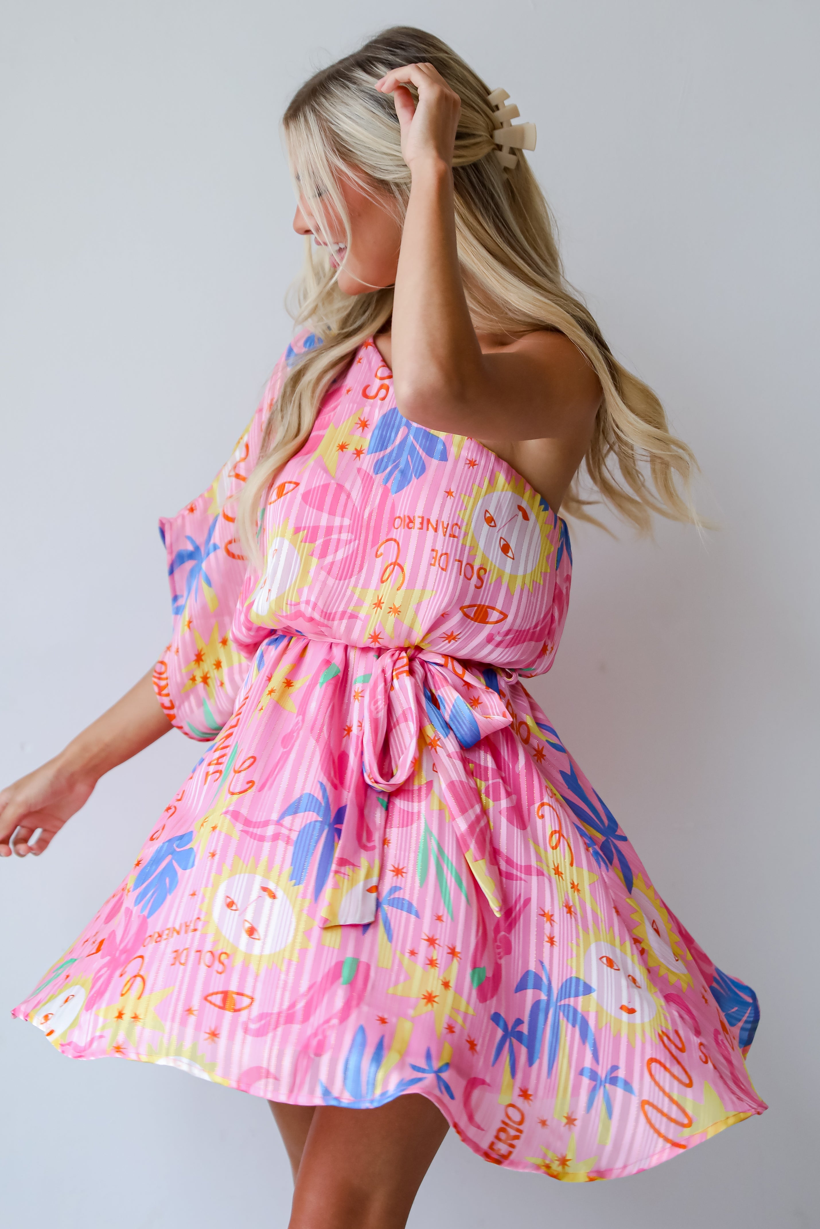 Sol De Janeiro Pink One-Shoulder Mini Dress | Vacation Dress | DressUp –  Dress Up