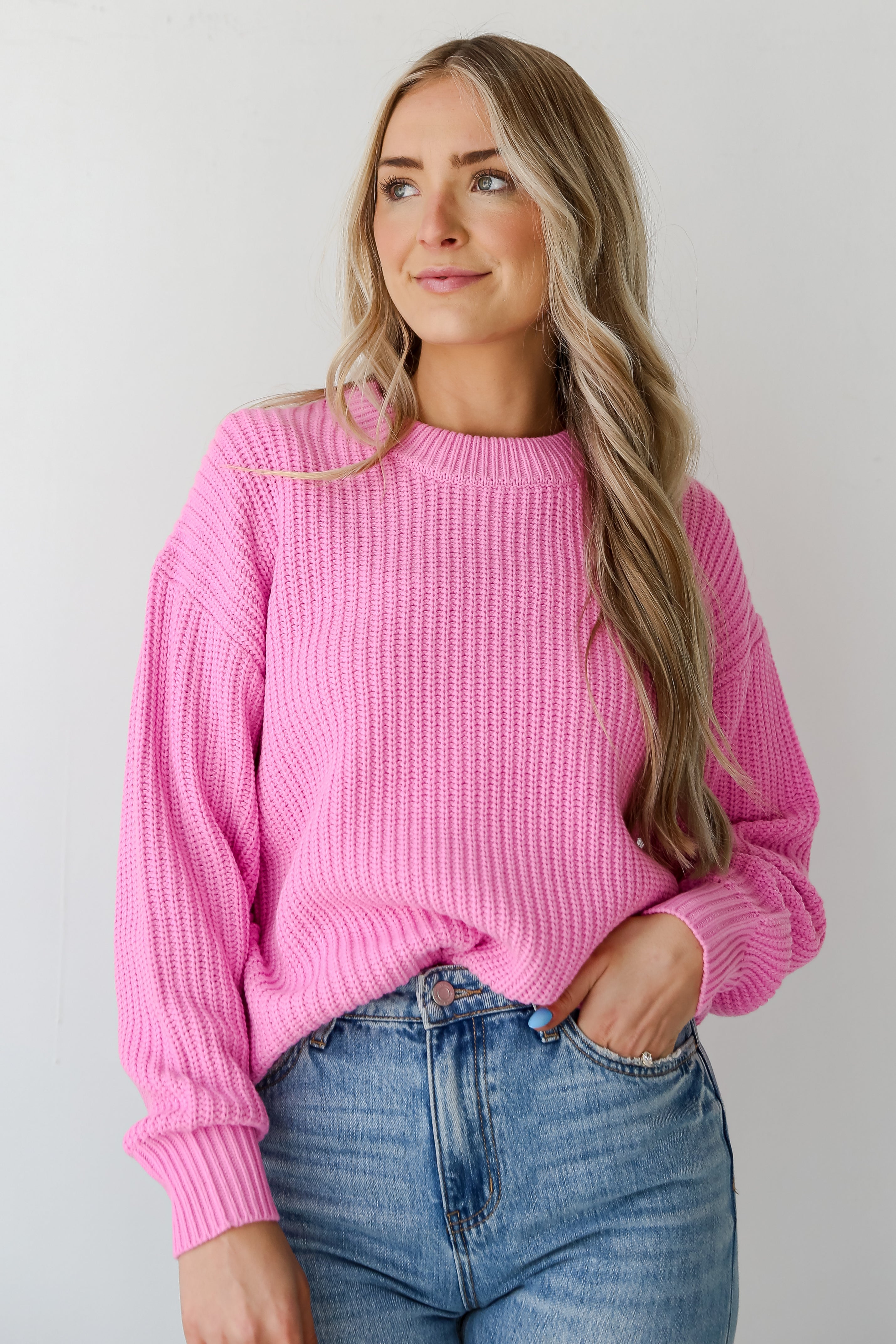 Cute Pink Oversized Sweater Women s Sweaters ShopDressUp Dress Up