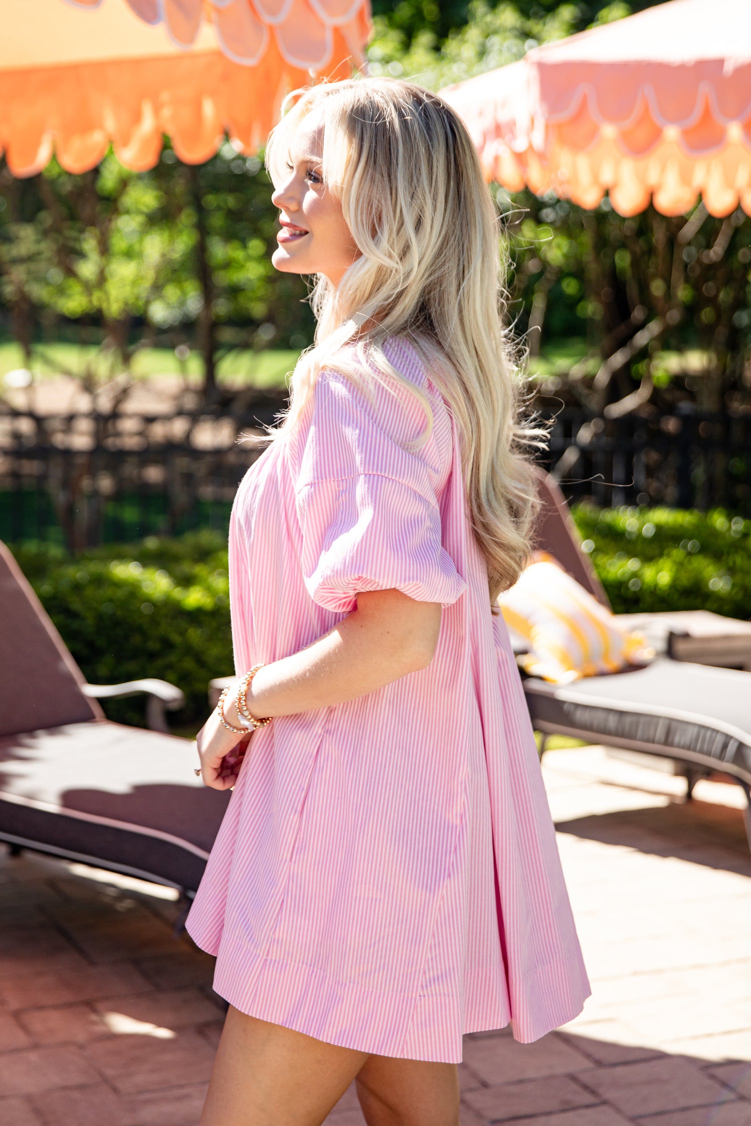 pink puff sleeve mini dress Pink Stripe Puff Sleeve Mini Dress | Trendy Women's Dress