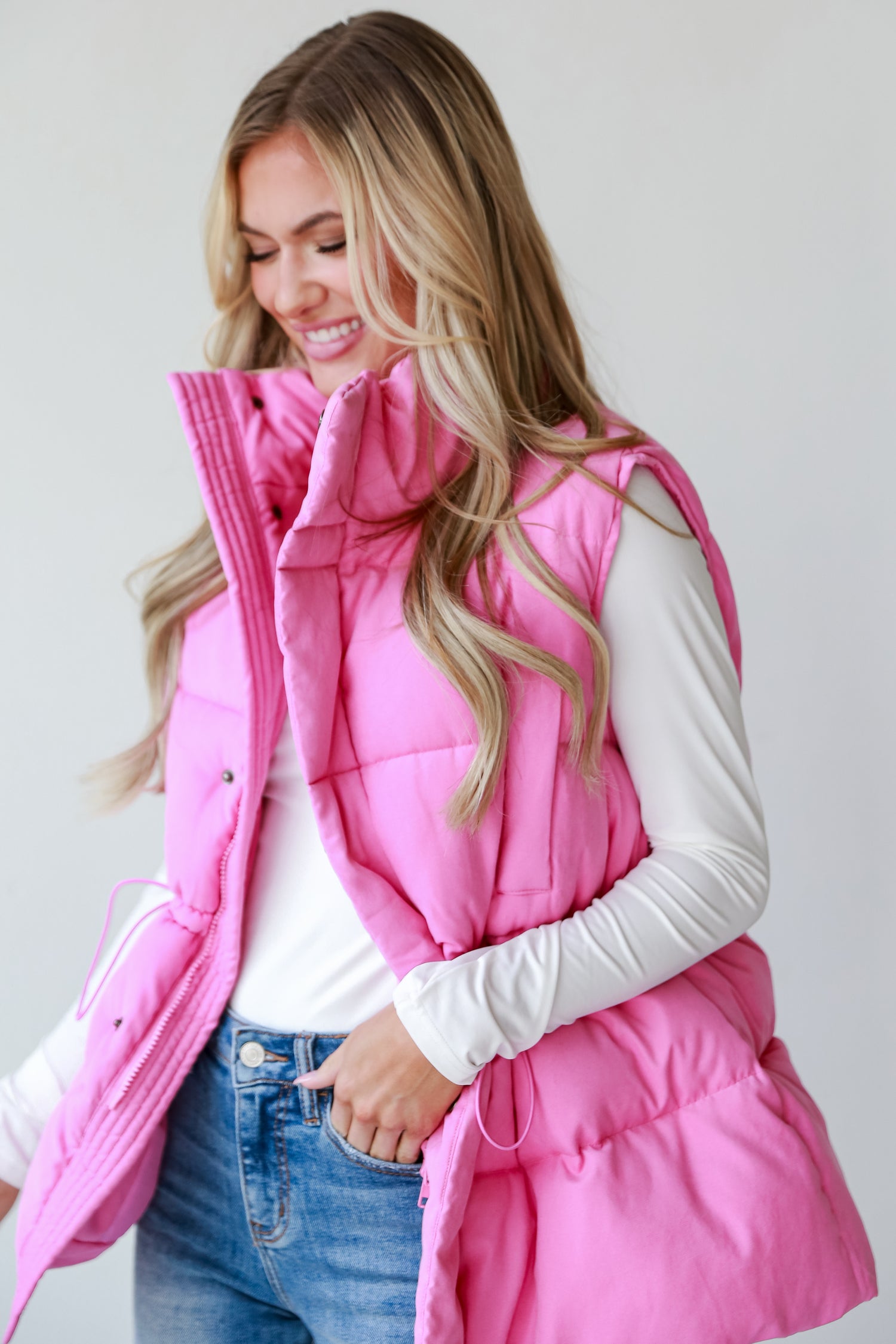 trendy Pink Puffer Vest