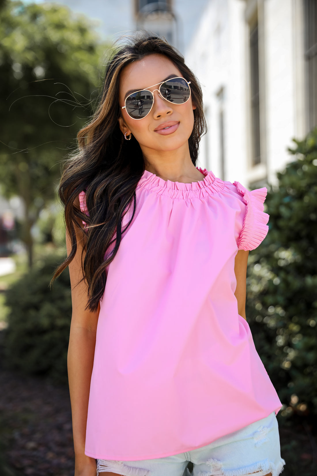 Pink Ruffle Blouse