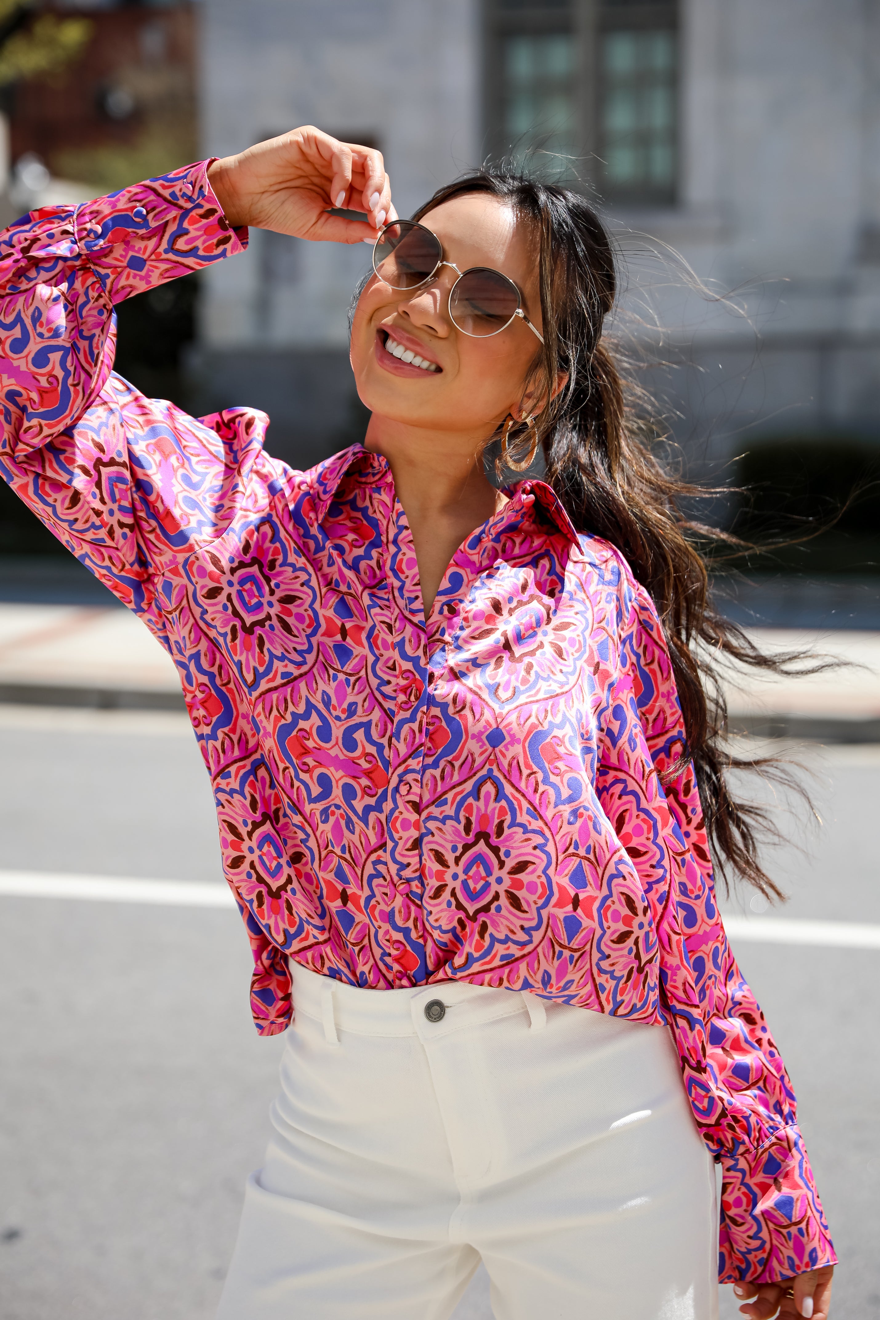 Pink Satin Blouse