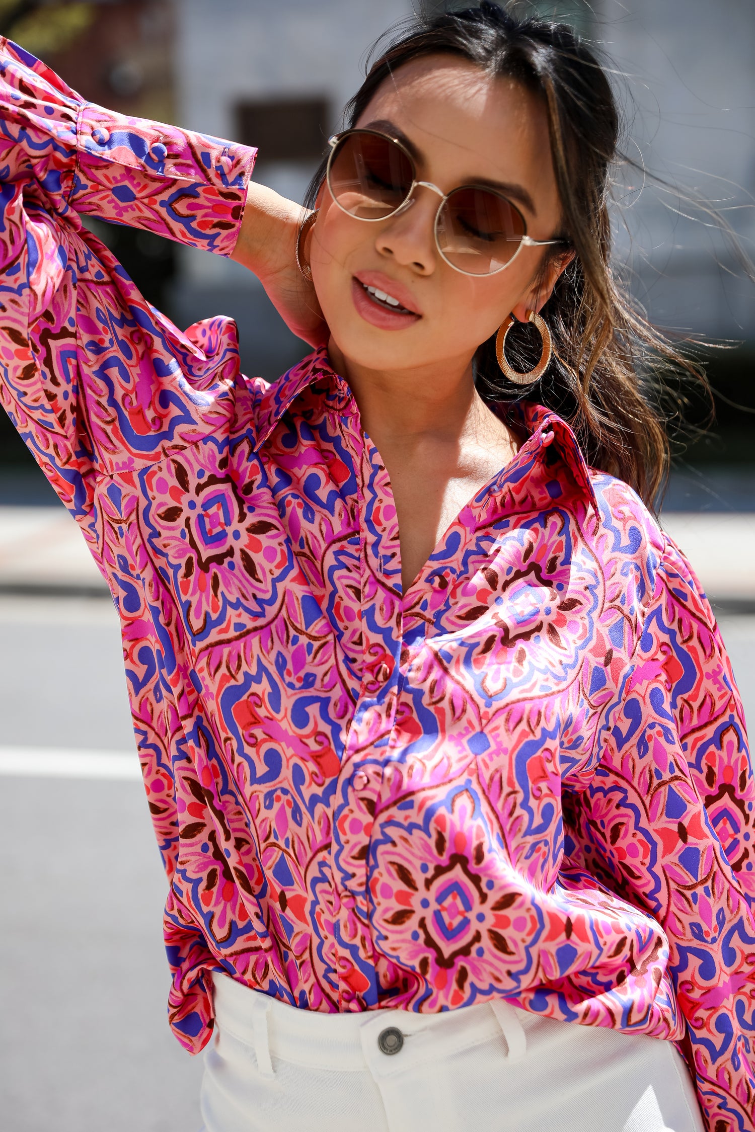 cute Pink Satin Blouse