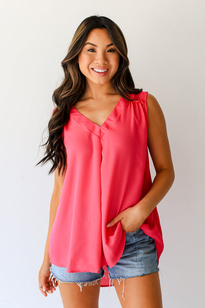 hot pink Sleeveless Blouse front view