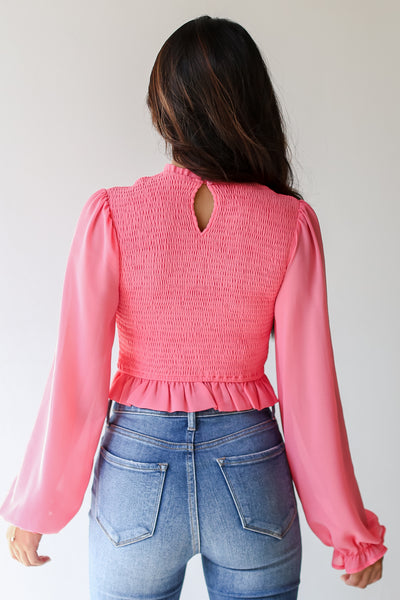 pink Smocked Blouse back view