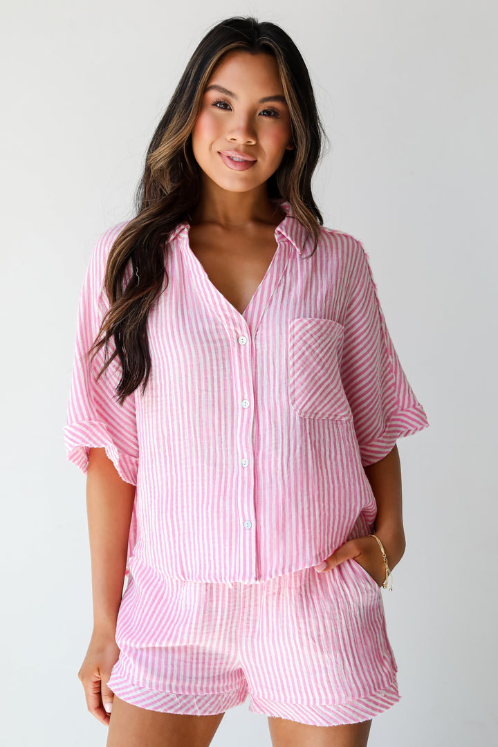 pink Seersucker Blouse