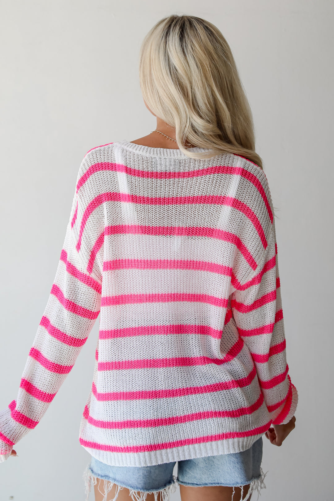 Ivory Striped Lightweight Knit Top