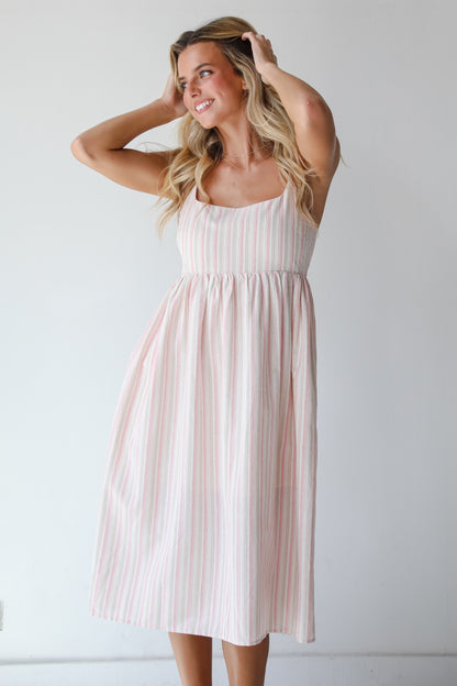 Charmed Energy Pink Striped Midi Dress