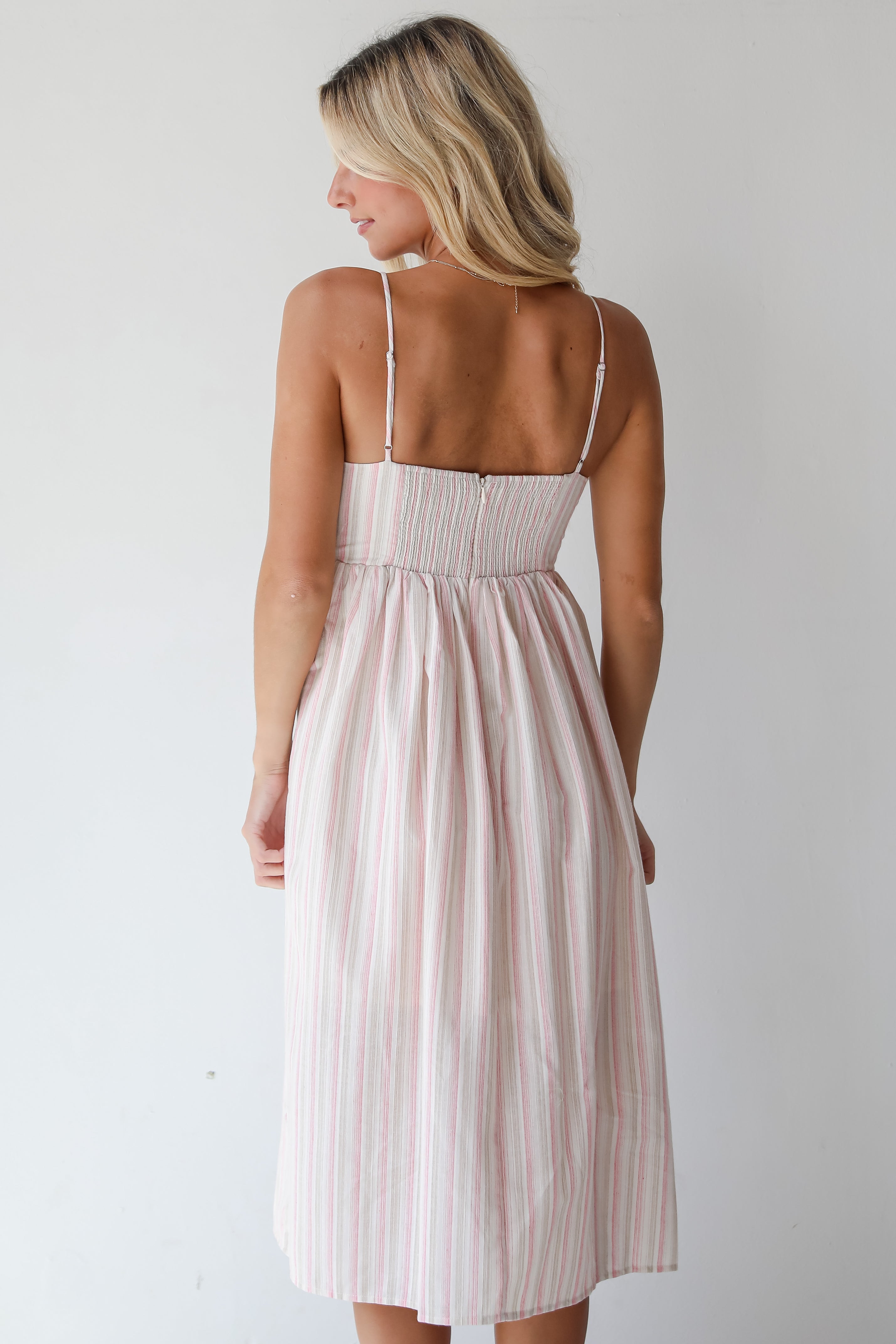 Charmed Energy Pink Striped Midi Dress