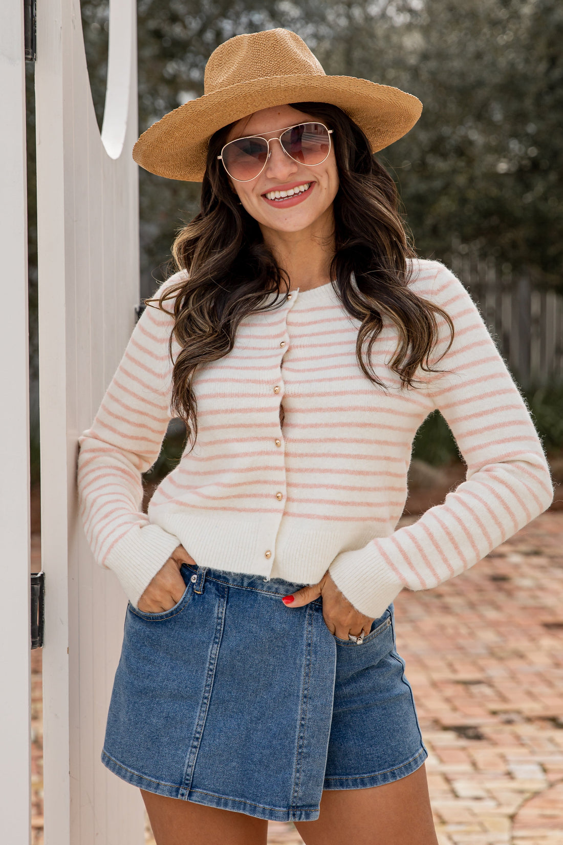 Always Yours Button Front Striped Sweater