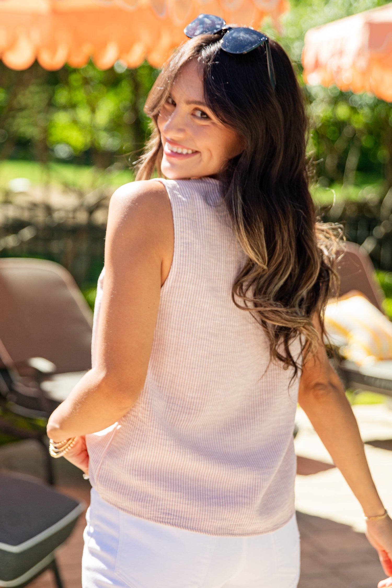 Trendy Striped Button Front Tank | Cute Women's Tops