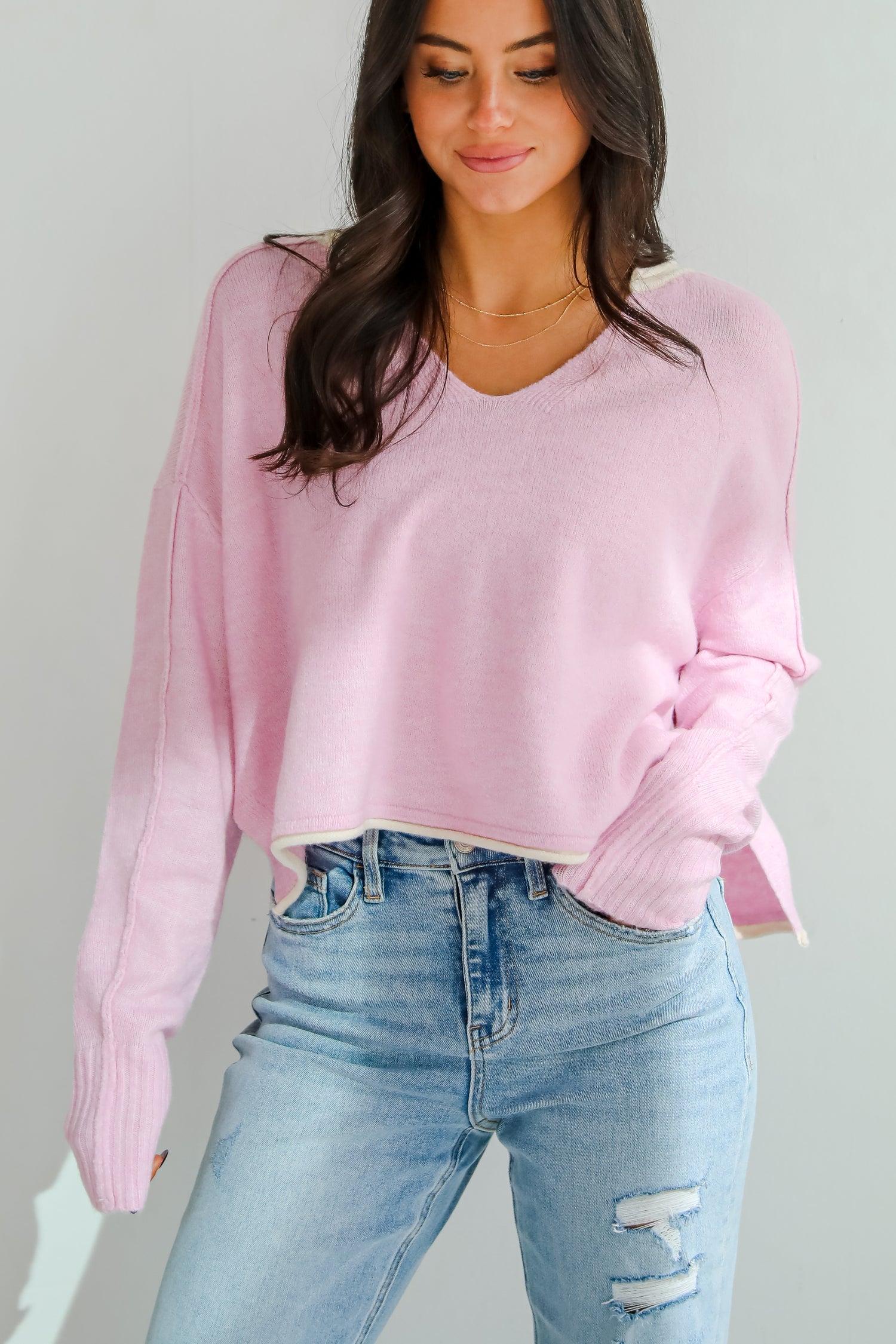 Absolutely Snuggly Light Pink Sweater