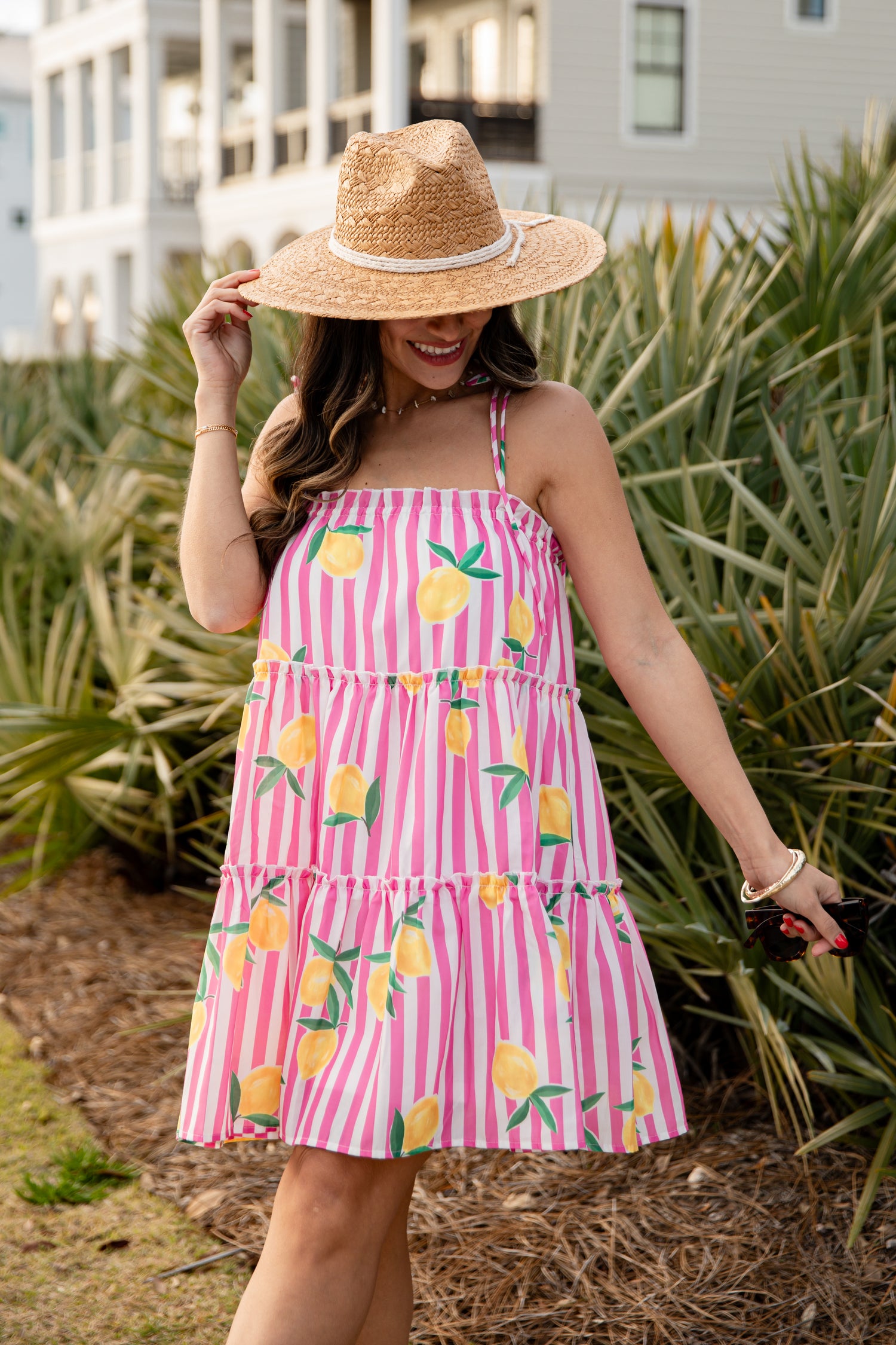 Citrus Grove Stripe Mini Dress | Trendy Women's Dresses