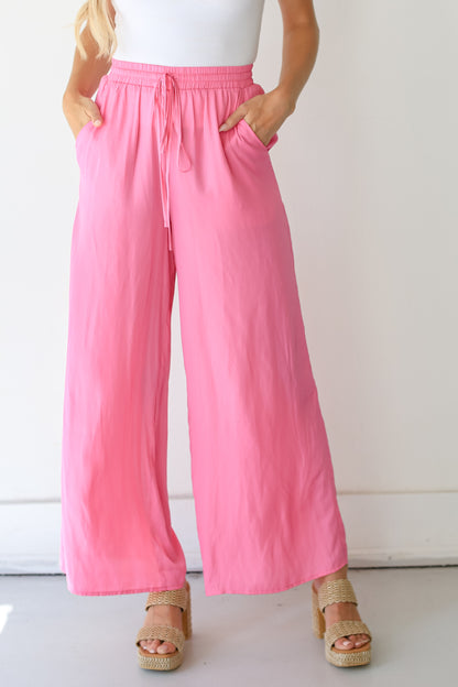 pink Wide Leg Pants close up