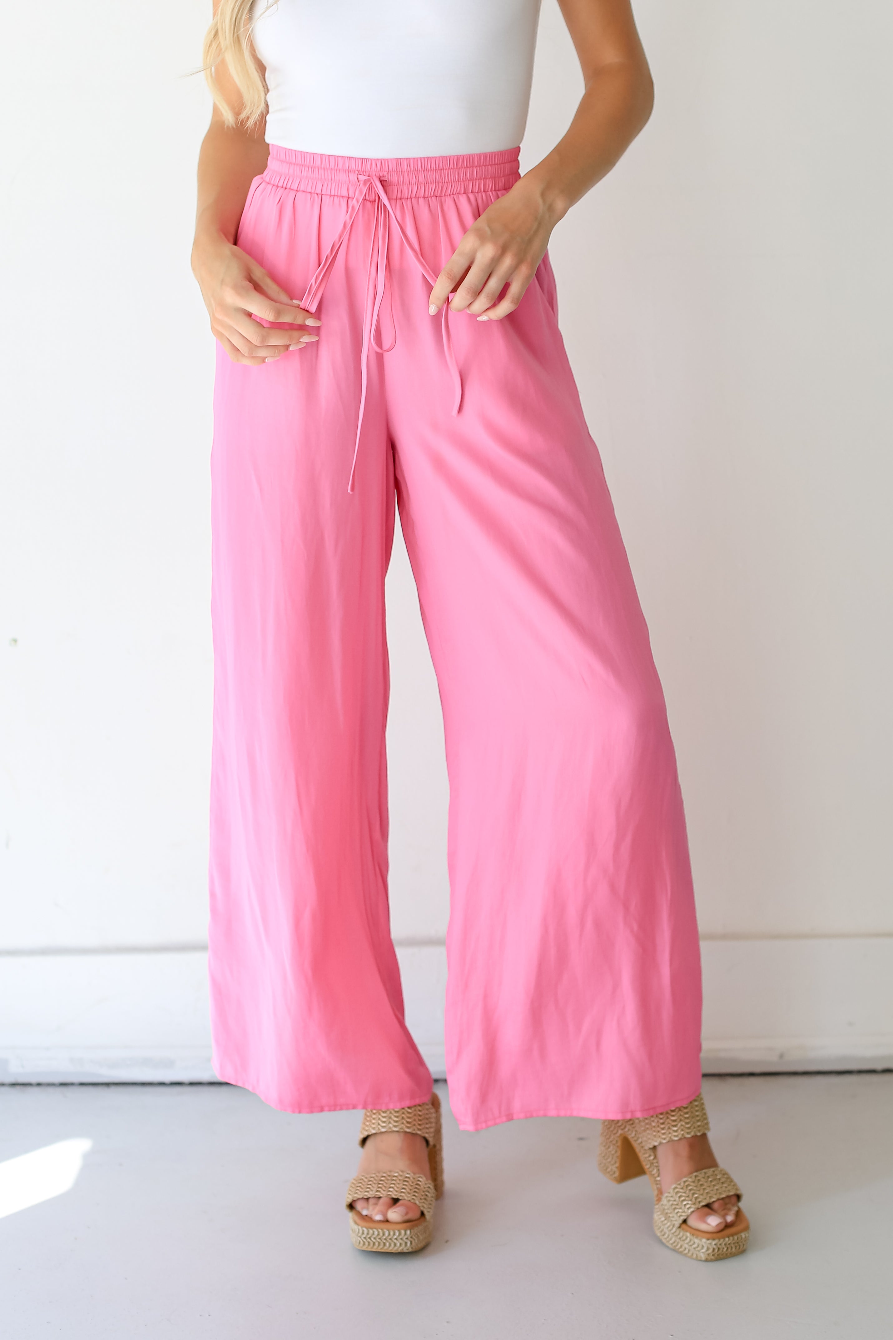 cute pink Wide Leg Pants