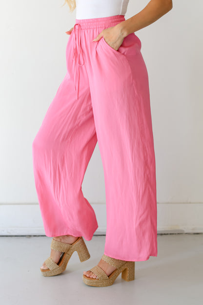 pink Wide Leg Pants side view