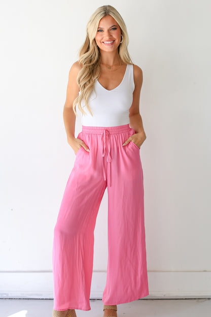 pink Wide Leg Pants on dress up model