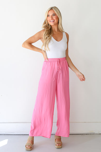pink Wide Leg Pants front view