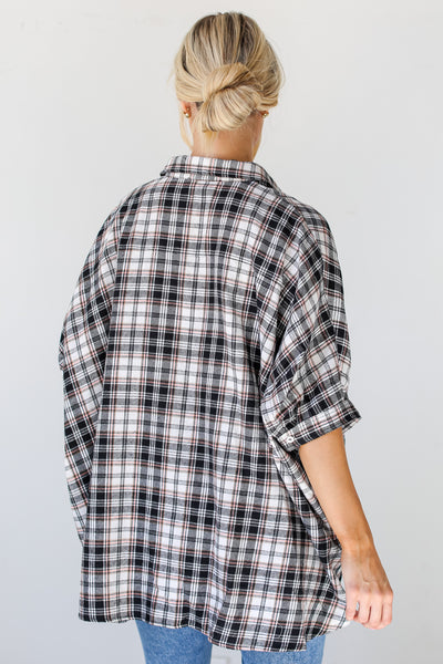 Oversized Plaid Blouse back view