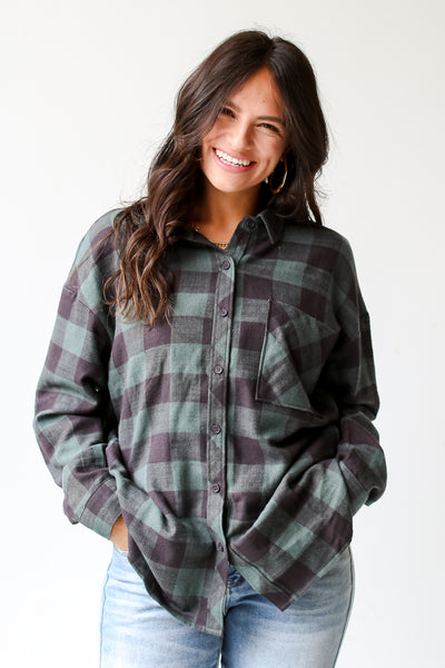 oversized green Plaid Flannel
