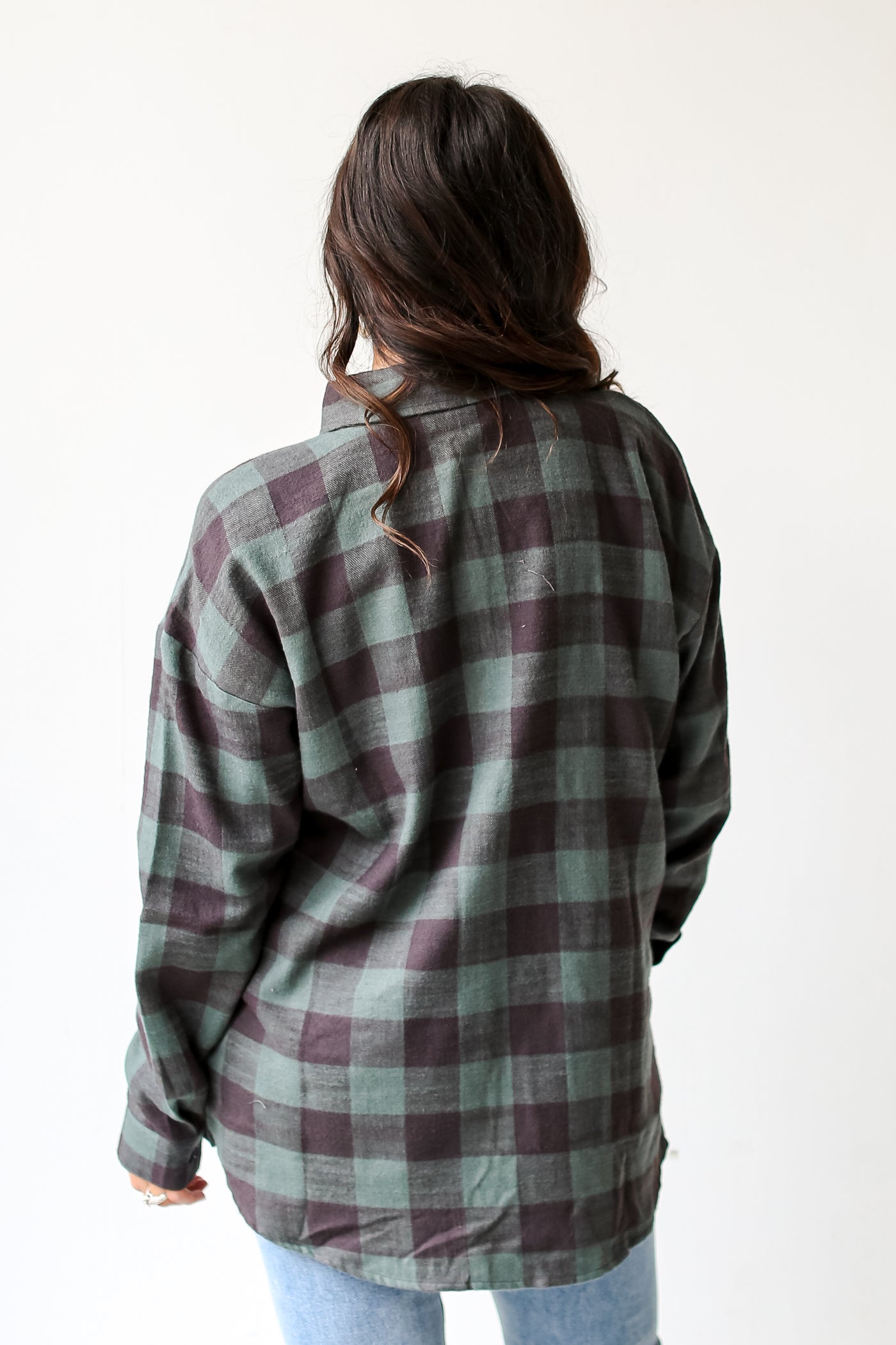 green Plaid Flannel back view