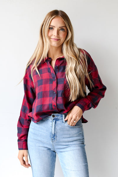 red Plaid Flannel front view