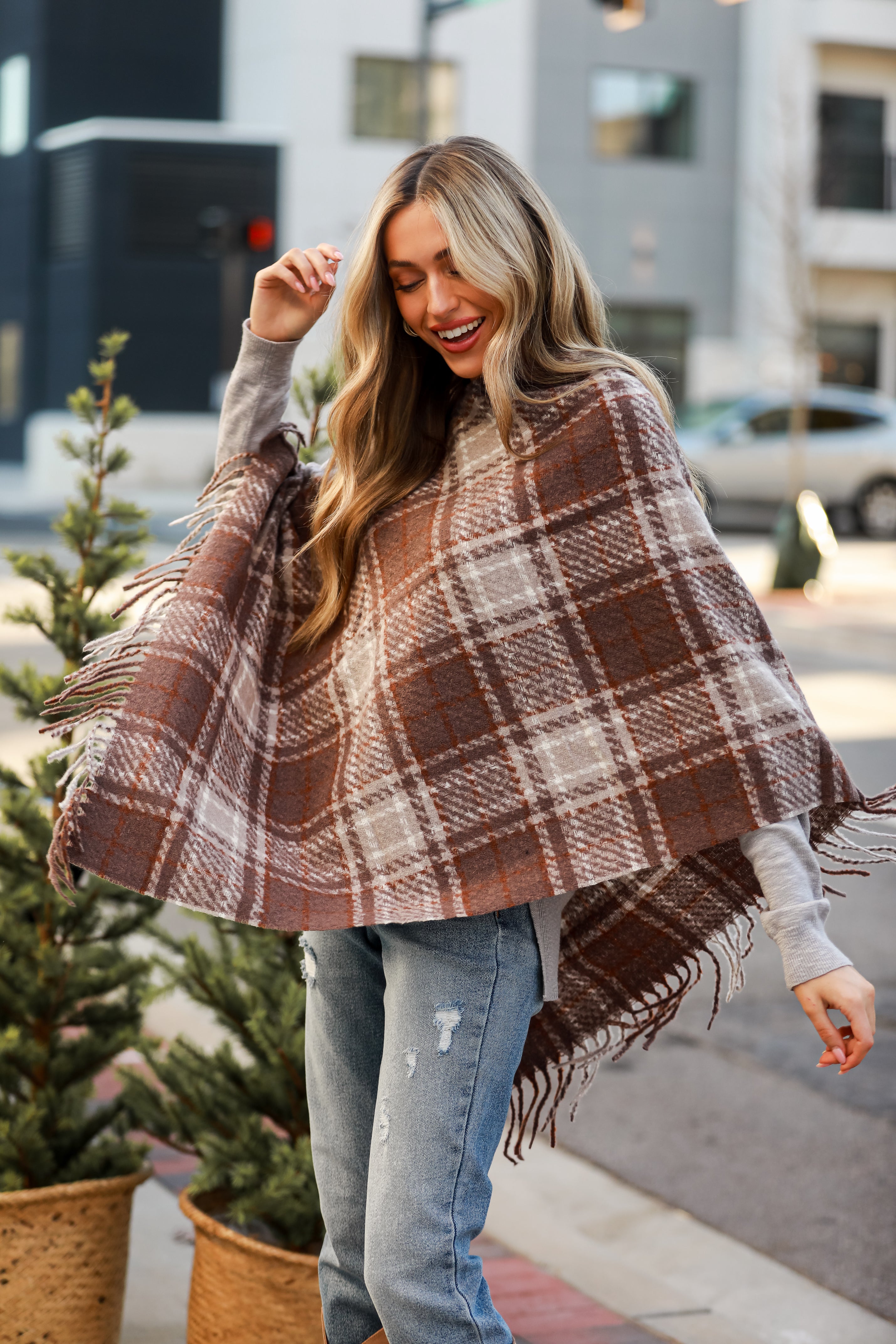 Soft Surroundings buy Plaid Fringe Poncho, XL