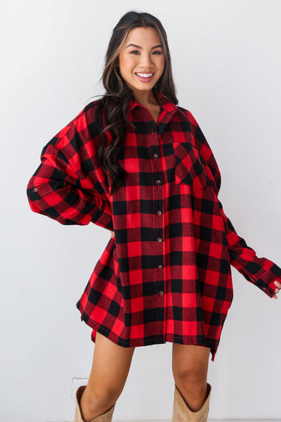 cute oversized red flannel