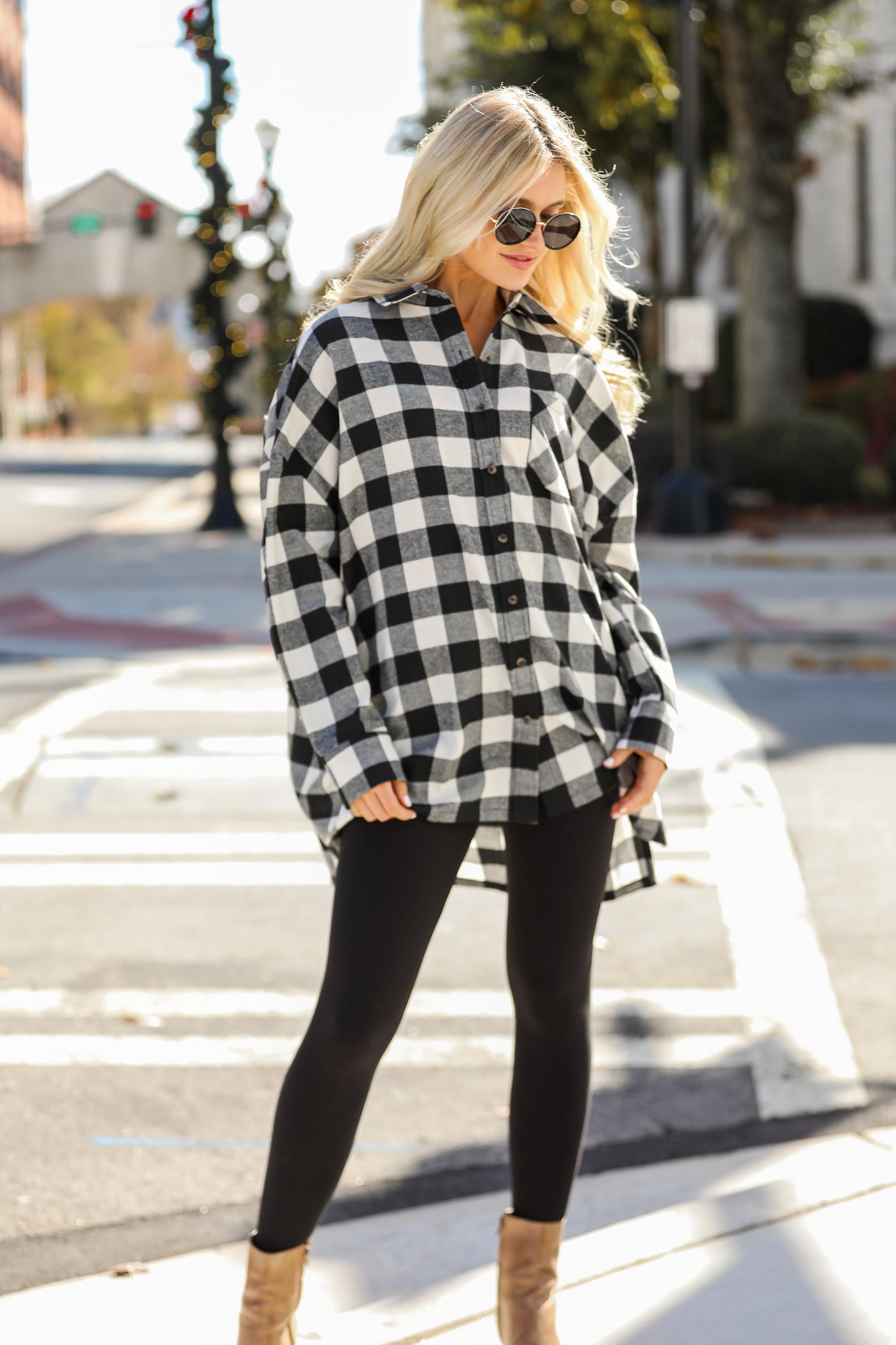black and white Buffalo Check Plaid Oversized Flannel