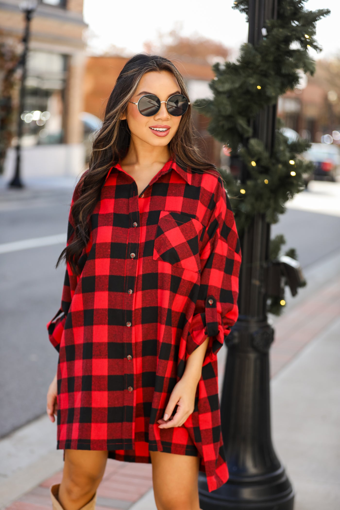 red and black Buffalo Check Plaid Oversized Flannel