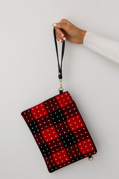 Red Plaid Crossbody Bag for women