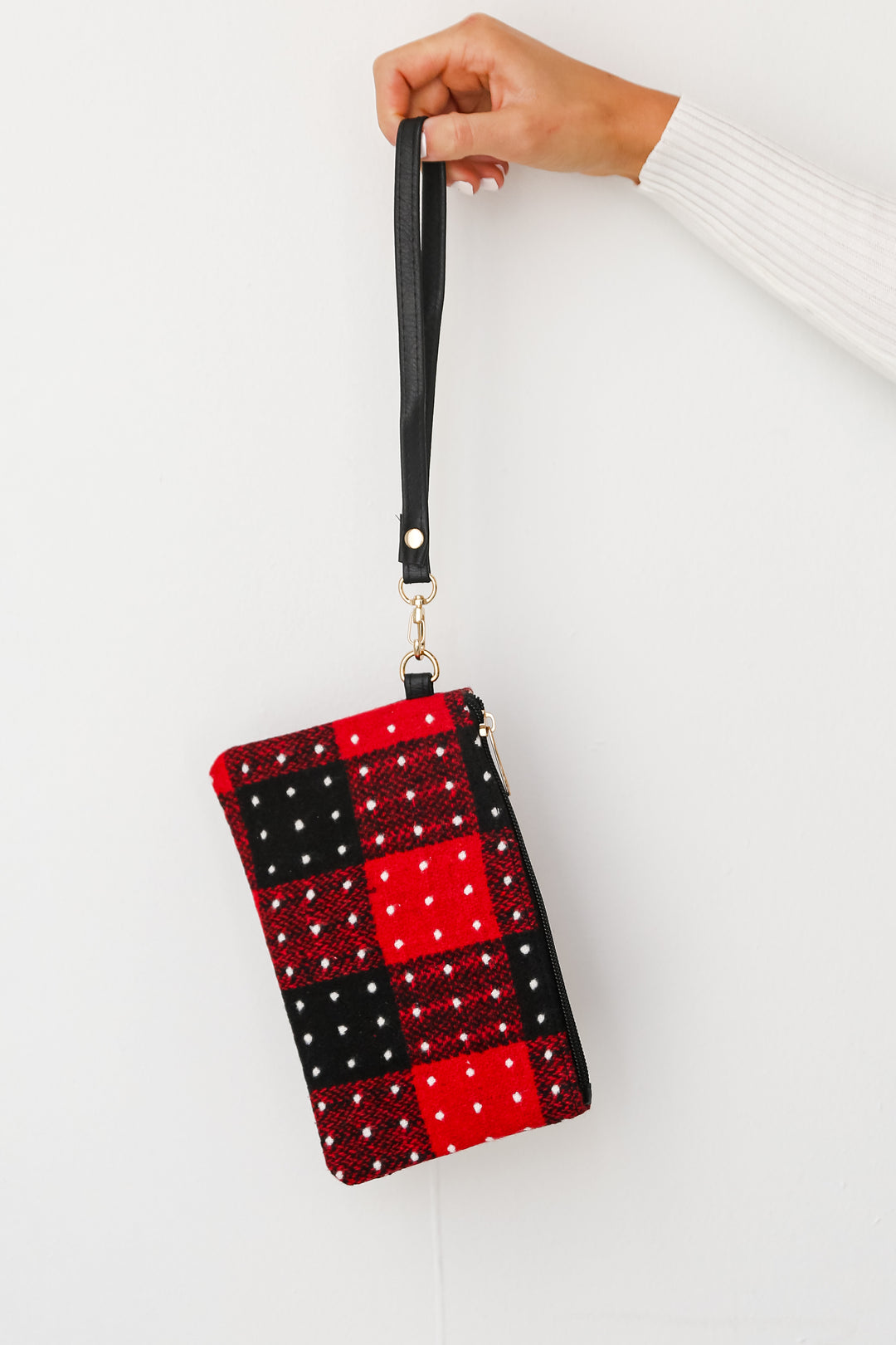 Red Plaid Wristlet