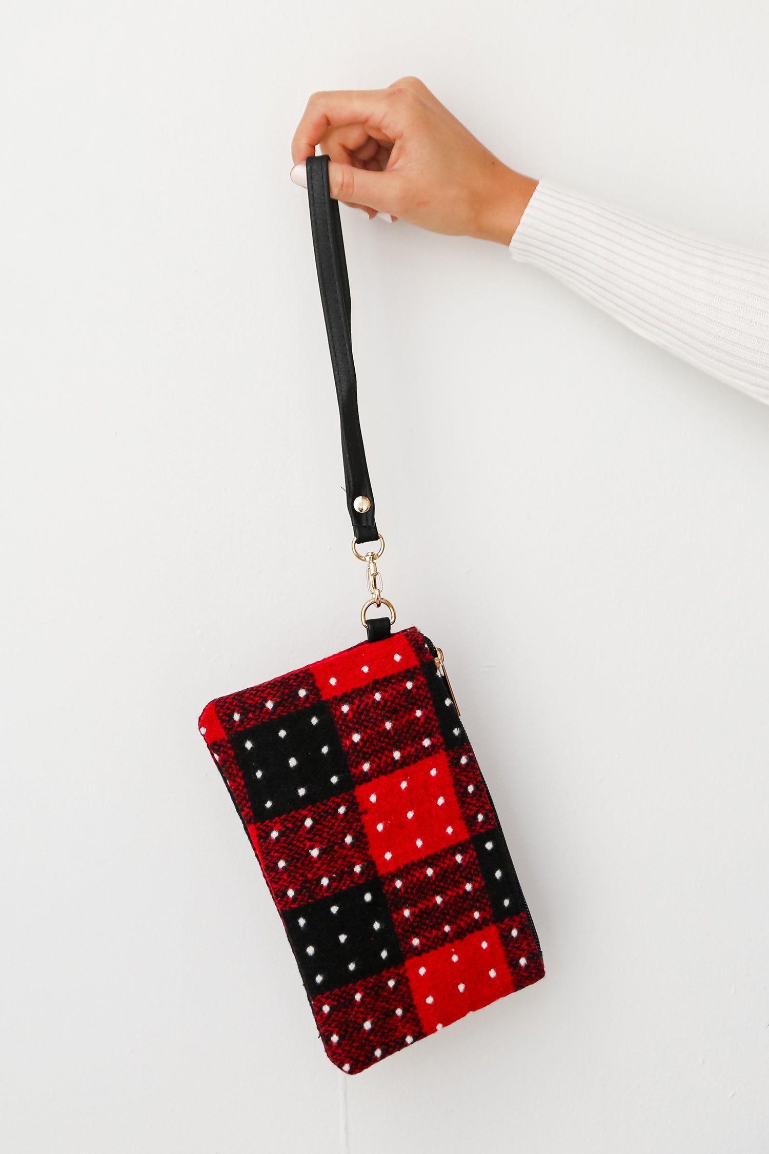 small Red Plaid Wristlet