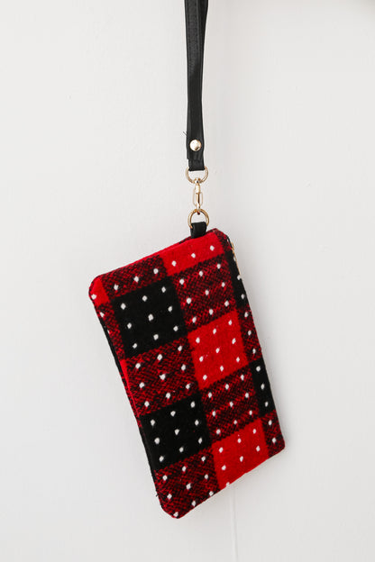 cute Red Plaid Wristlet