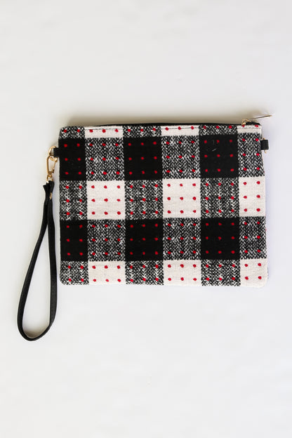 Black Plaid Crossbody Bag flat lay