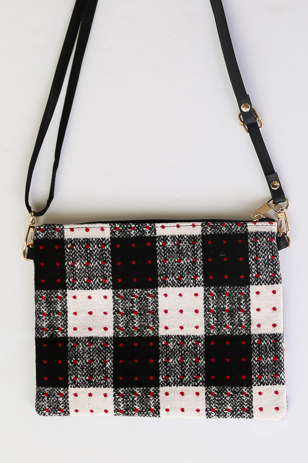 Black Plaid Crossbody Bag close up