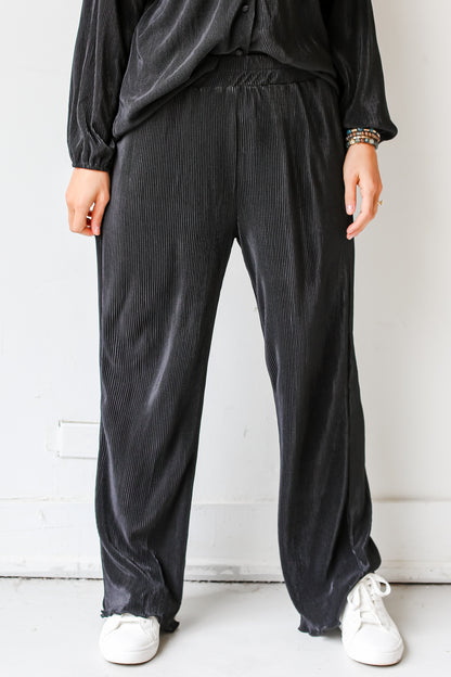 black plisse pants