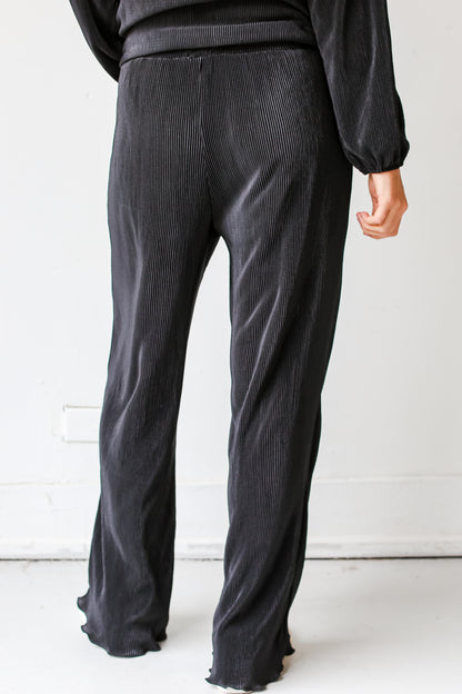 black plisse pants for women