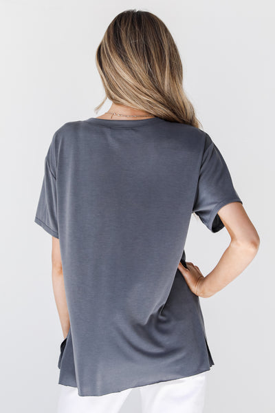 grey Everyday Pocket Tee back view