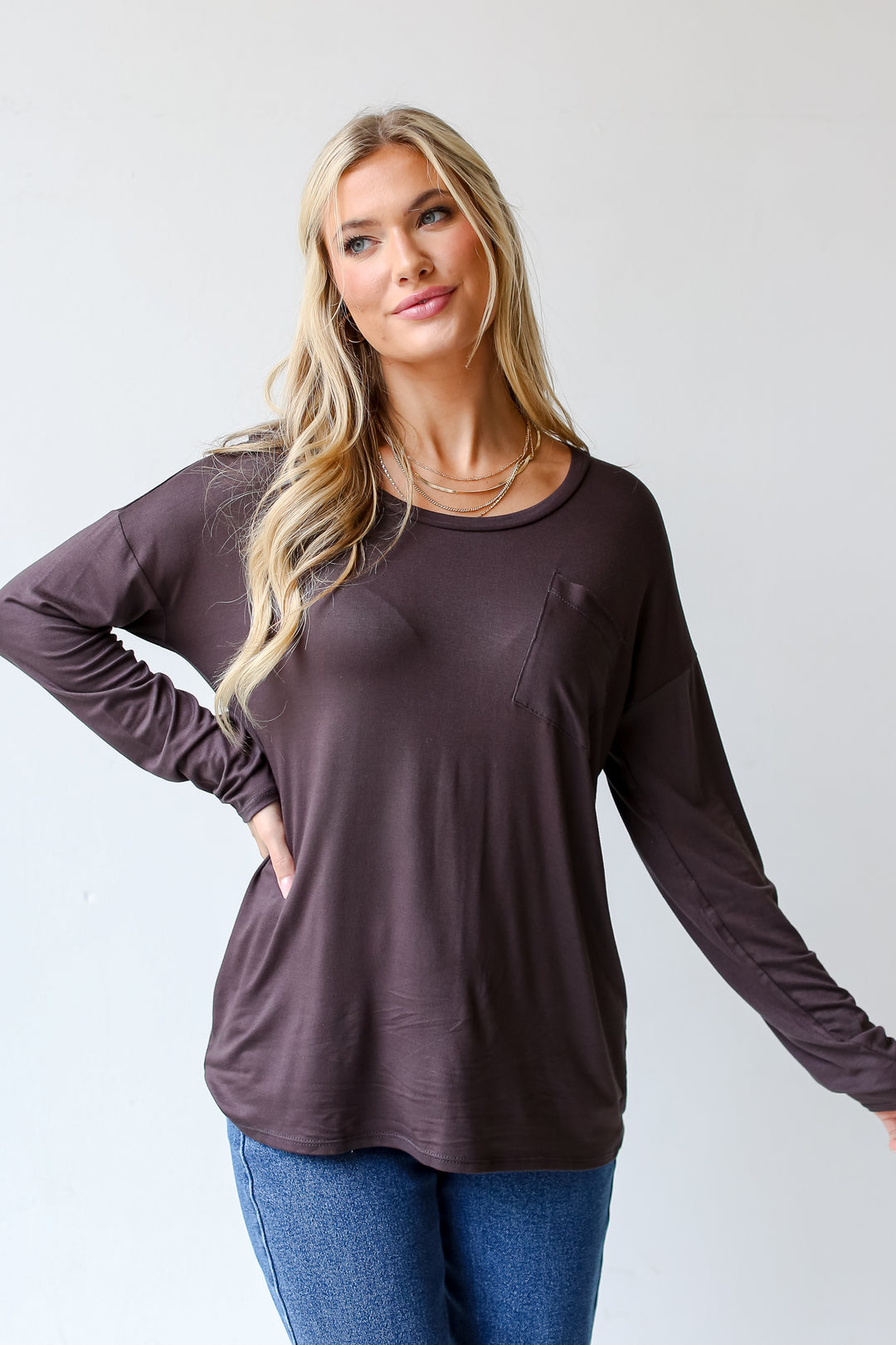 charcoal Pocket Tee front view
