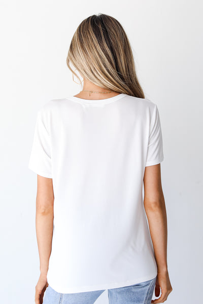 white Everyday Pocket Tee back view