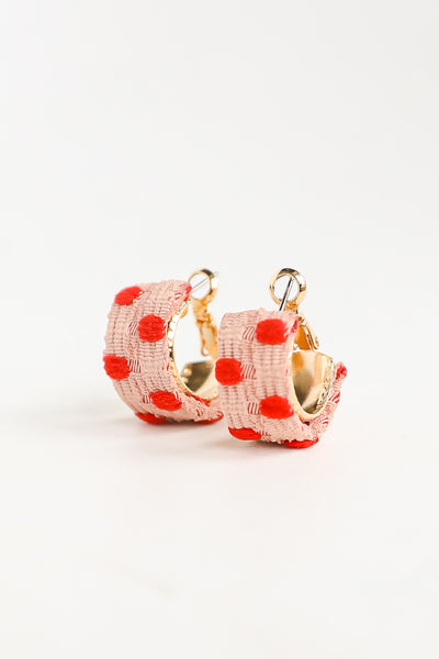 orange Polka Dot Mini Hoop Earrings