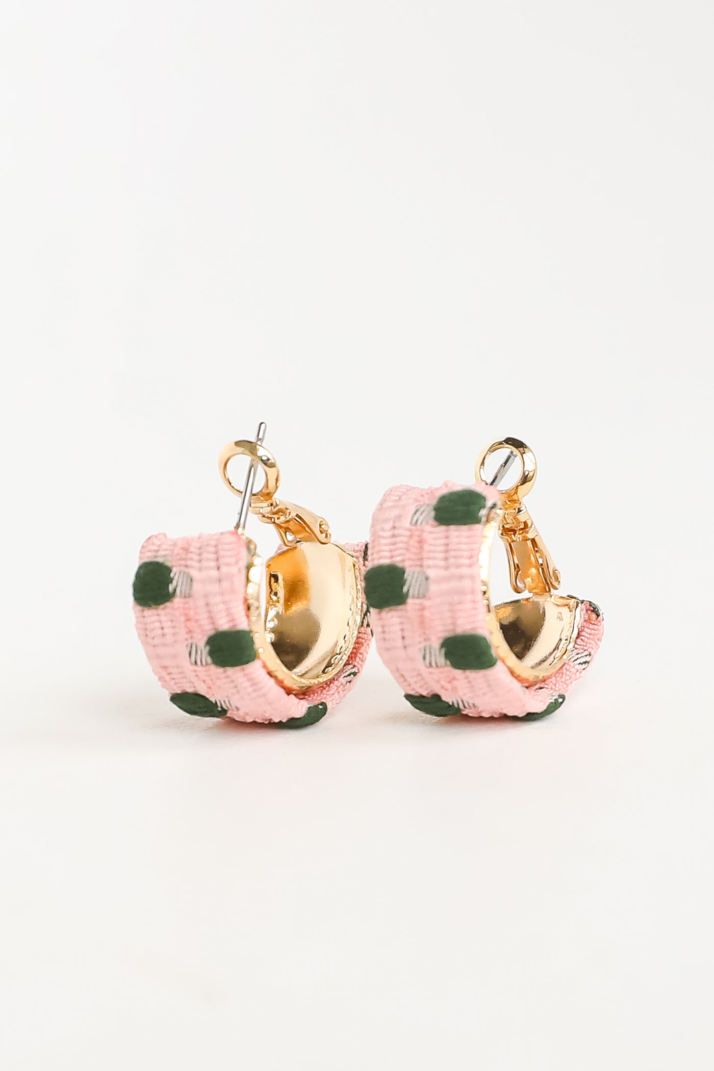green Polka Dot Mini Hoop Earrings
