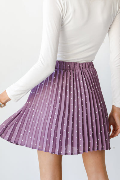 Polka Dot Pleated Mini Skirt back view