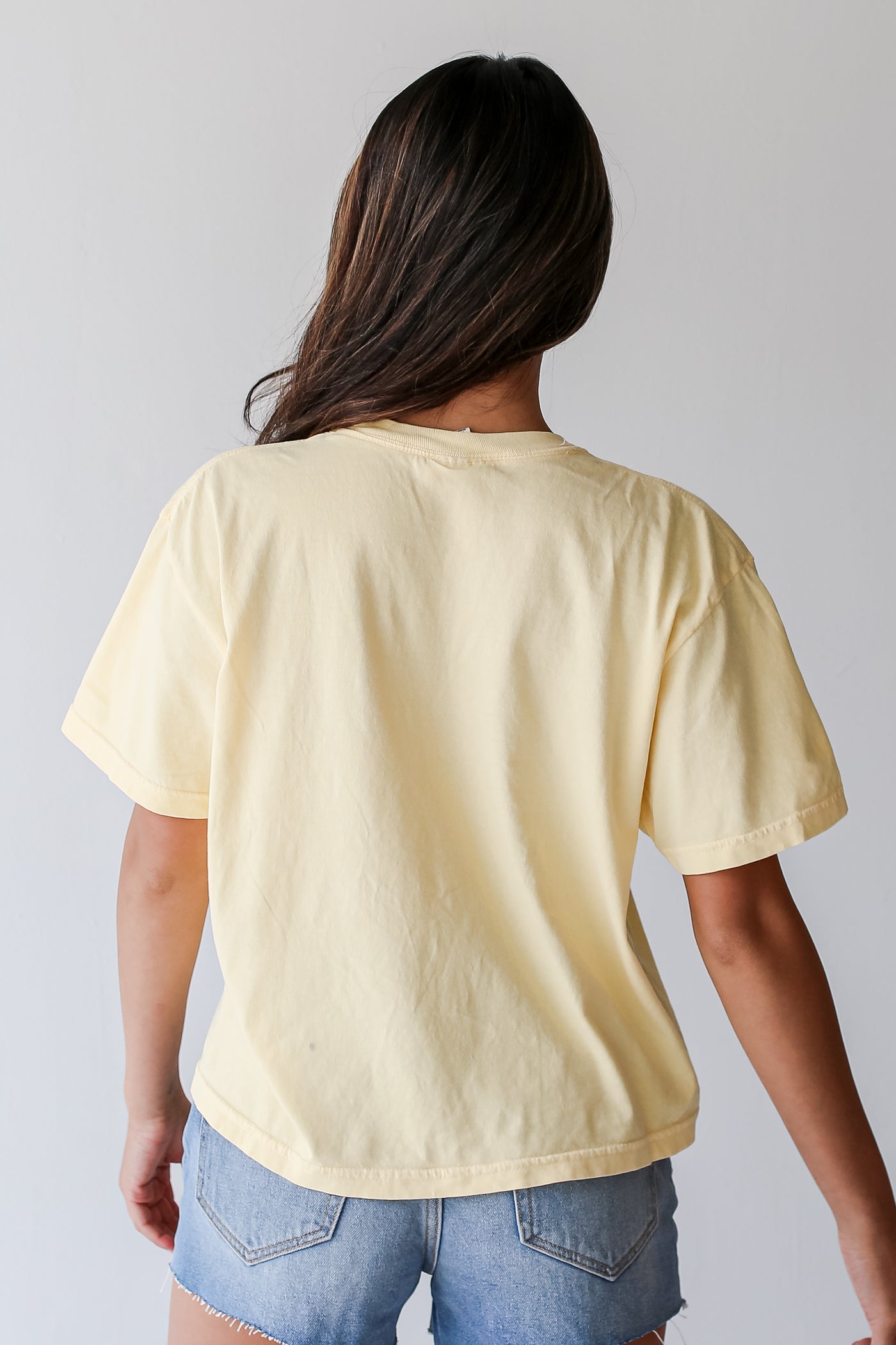 Yellow Pray Cropped Tee back view