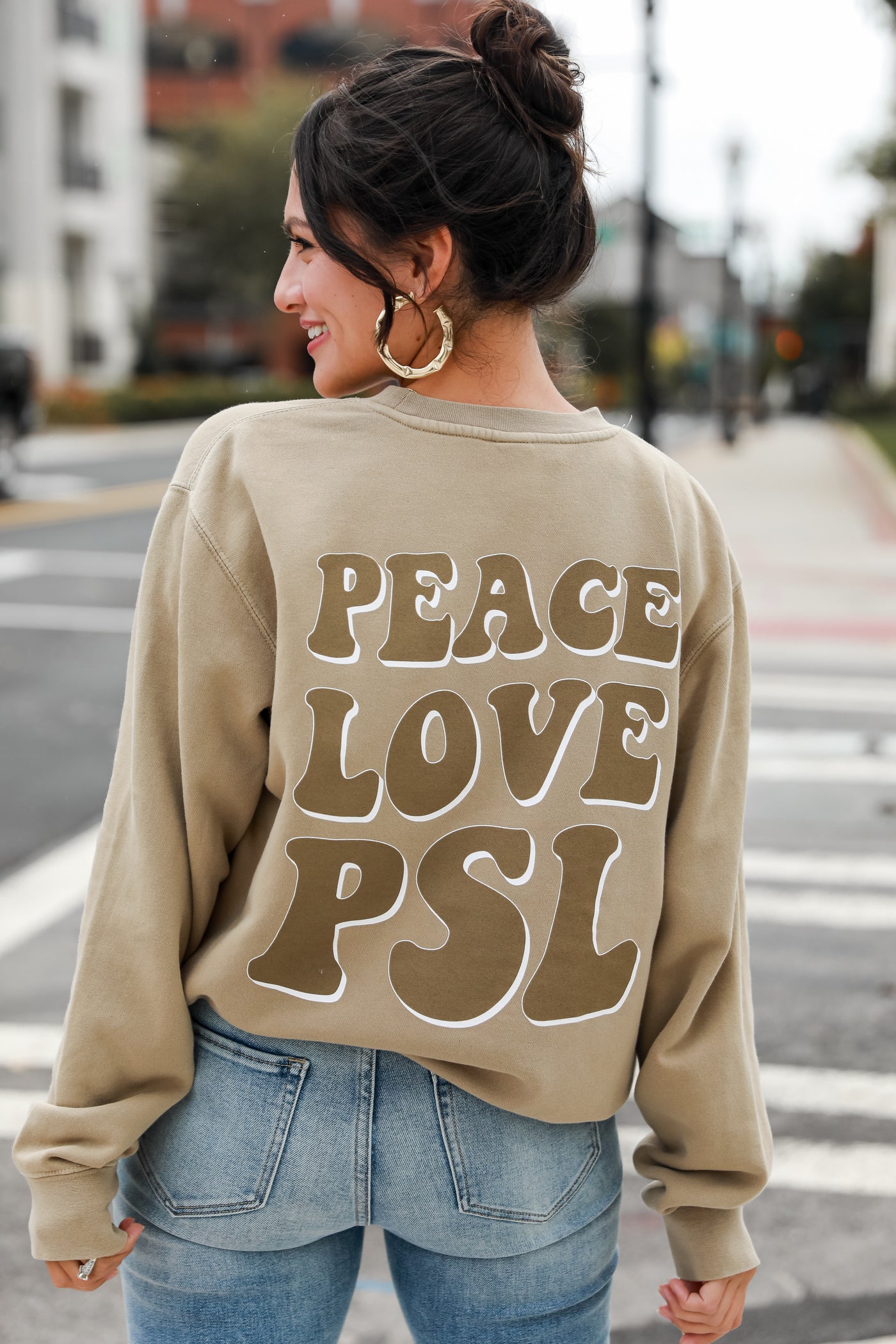 Tan Peace Love PSL Sweatshirt for Fall