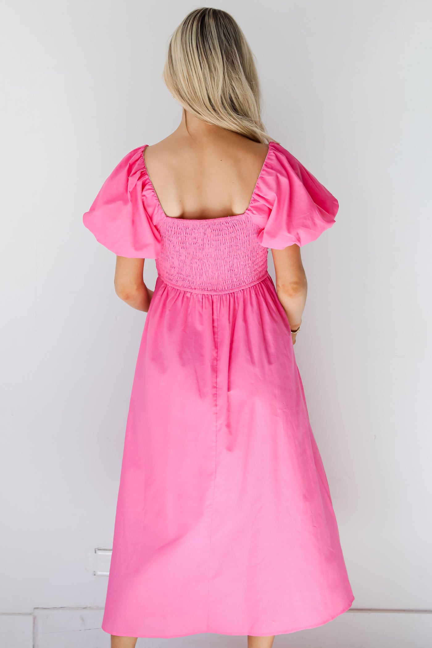 pink Midi Dress back view