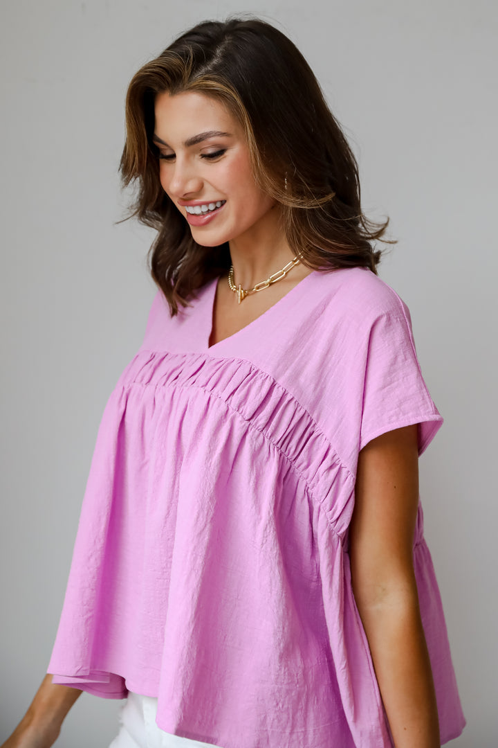 Thoughtful Charm Orchid Babydoll Blouse