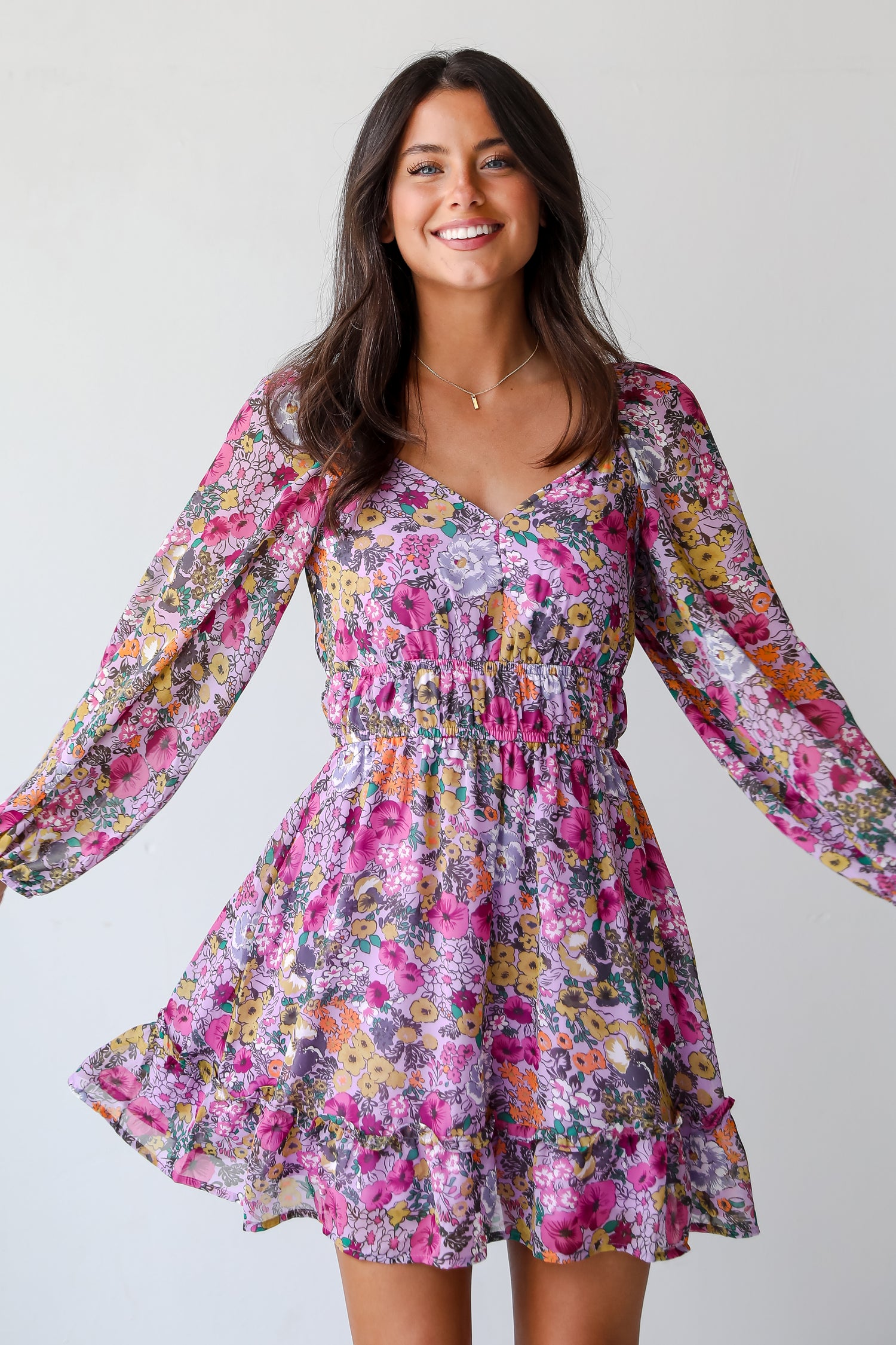 Elite Sweetness Lavender Floral Mini Dress