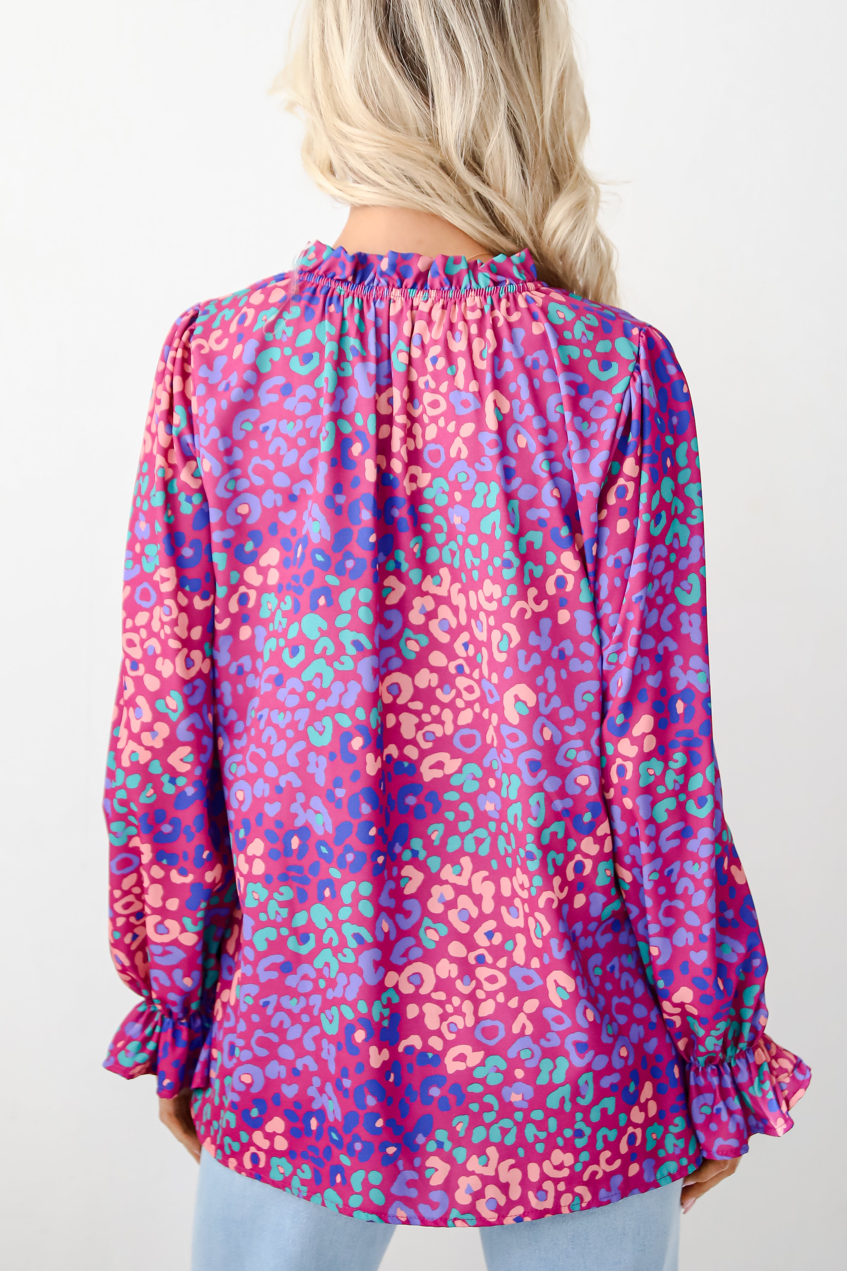 Exemplary Poise Purple Leopard Blouse